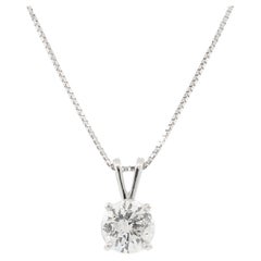Classic Round Cut Diamond Single Pendant Necklace