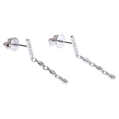 Pendiente Clásico Diamante Blanco Talla Redonda Oro Blanco 14k