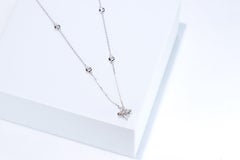 Classic Round-Cut White Diamond 14k White Gold Necklace