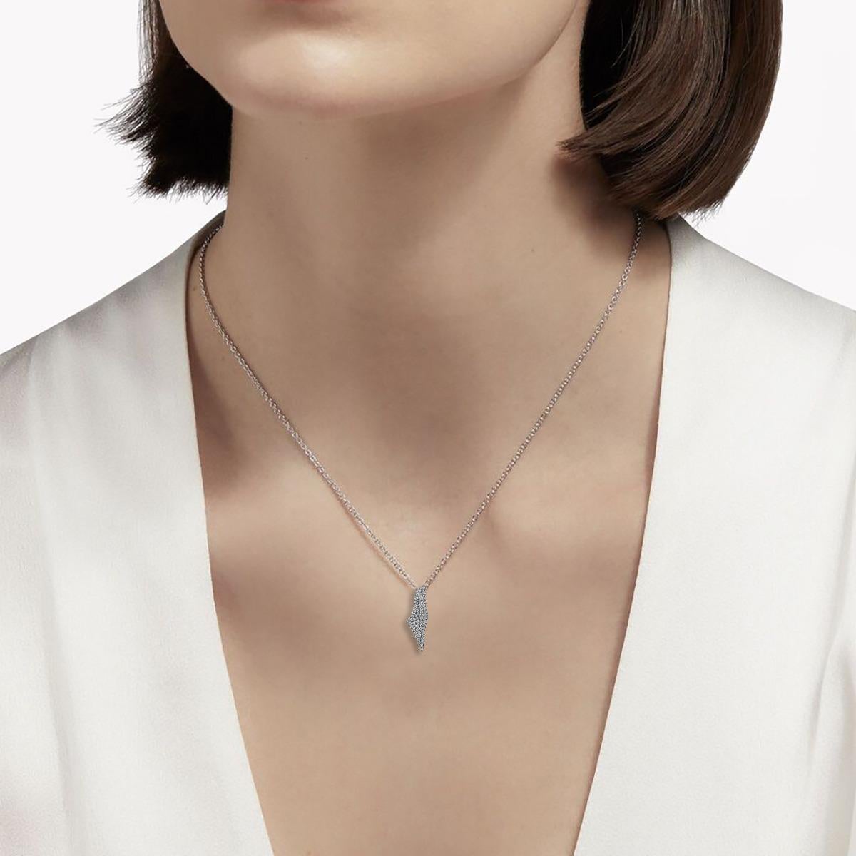 Modern Diamond israel Map Style 14K White Gold Necklace For Sale
