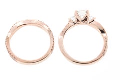 Classic Round Diamond Rose Gold Ring 'GIA' with Matching Flushfit Band
