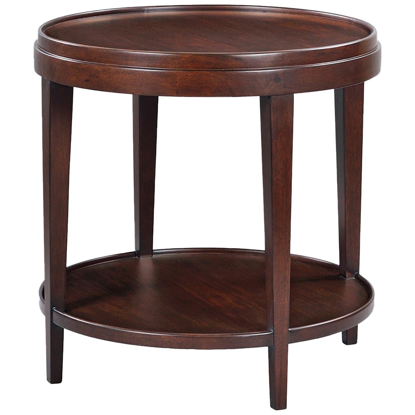 Classic Round End Table, Mahogany Finish For Sale