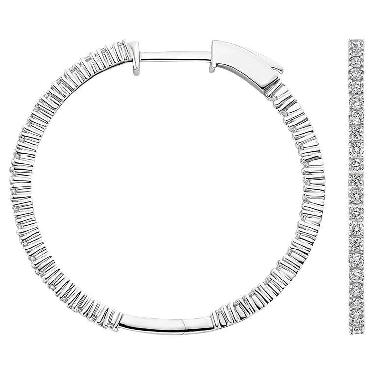 Inside Out Diamonds 14K White Gold Hoop Earrings
