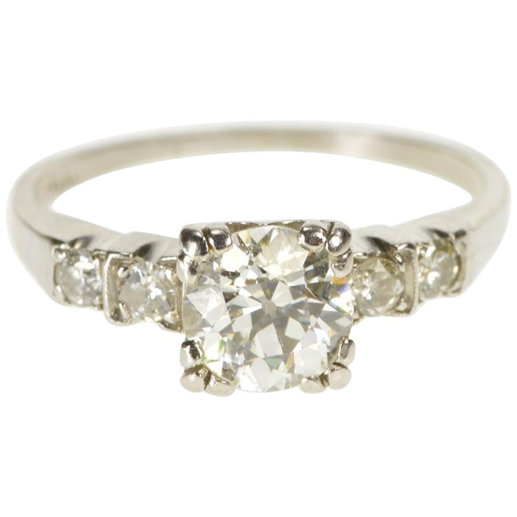 Classic Round European Cut Diamond Engagement Ring