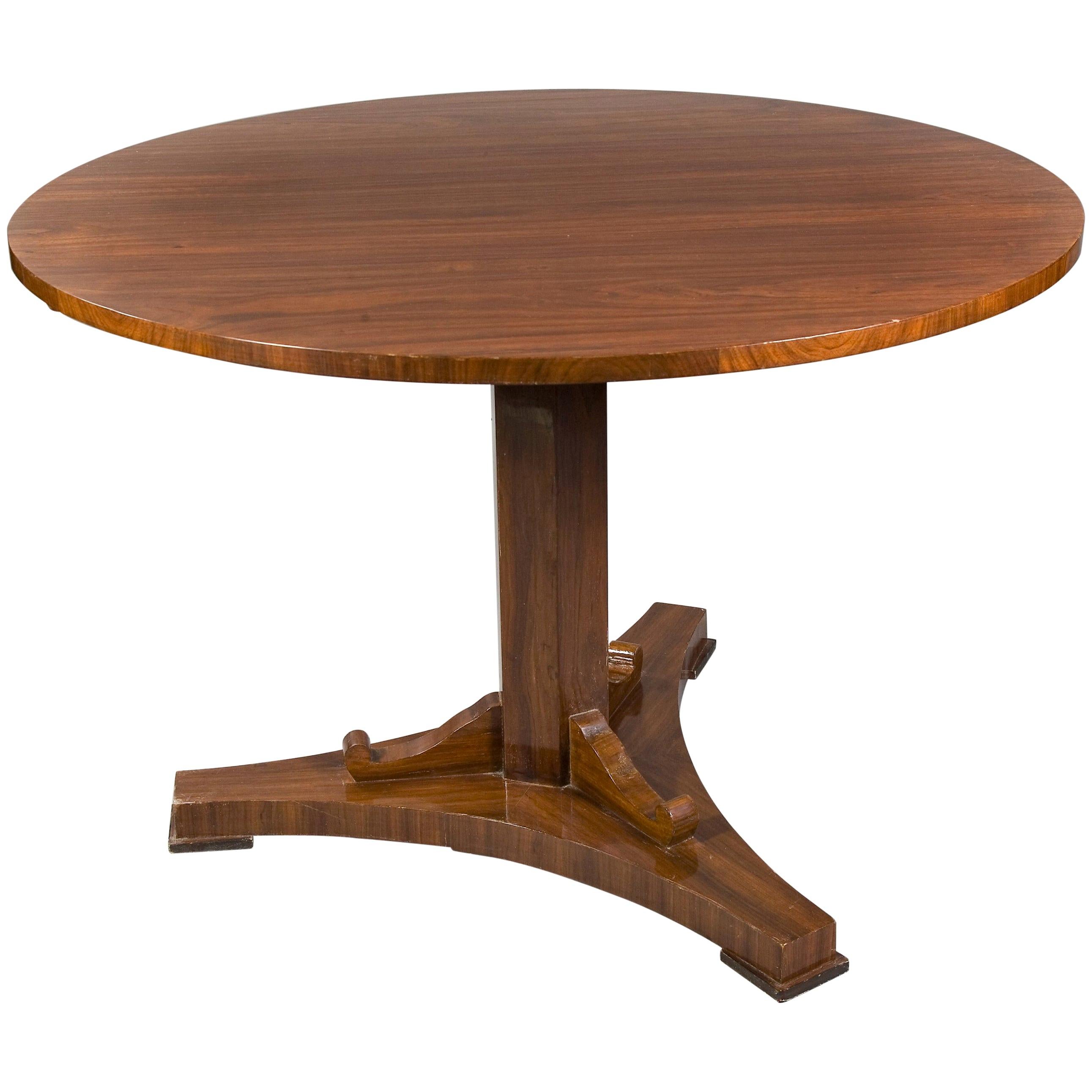 Classic Round Folding Table in Biedermeier Style, Mahogany Wood