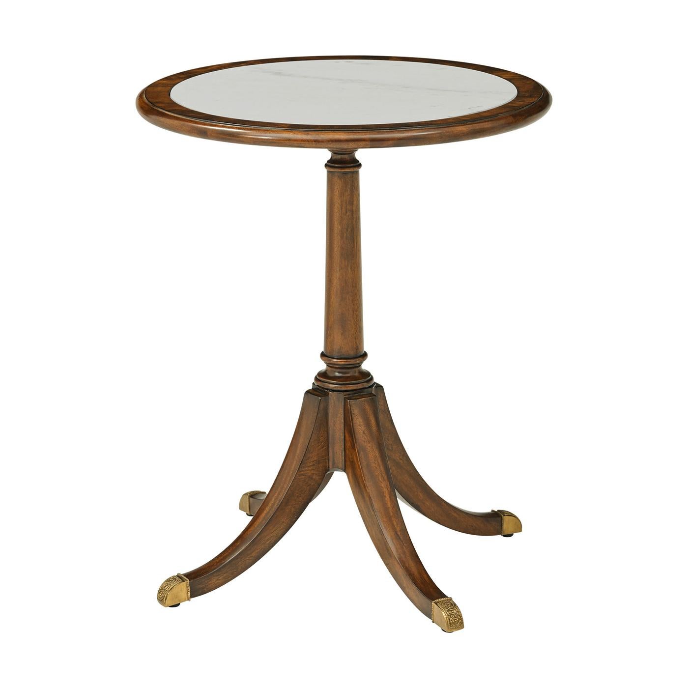 Vietnamese Classic Round Marble Top Accent Table For Sale