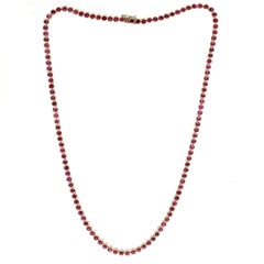 Classic Ruby 14K Yellow Gold Tennis Necklace