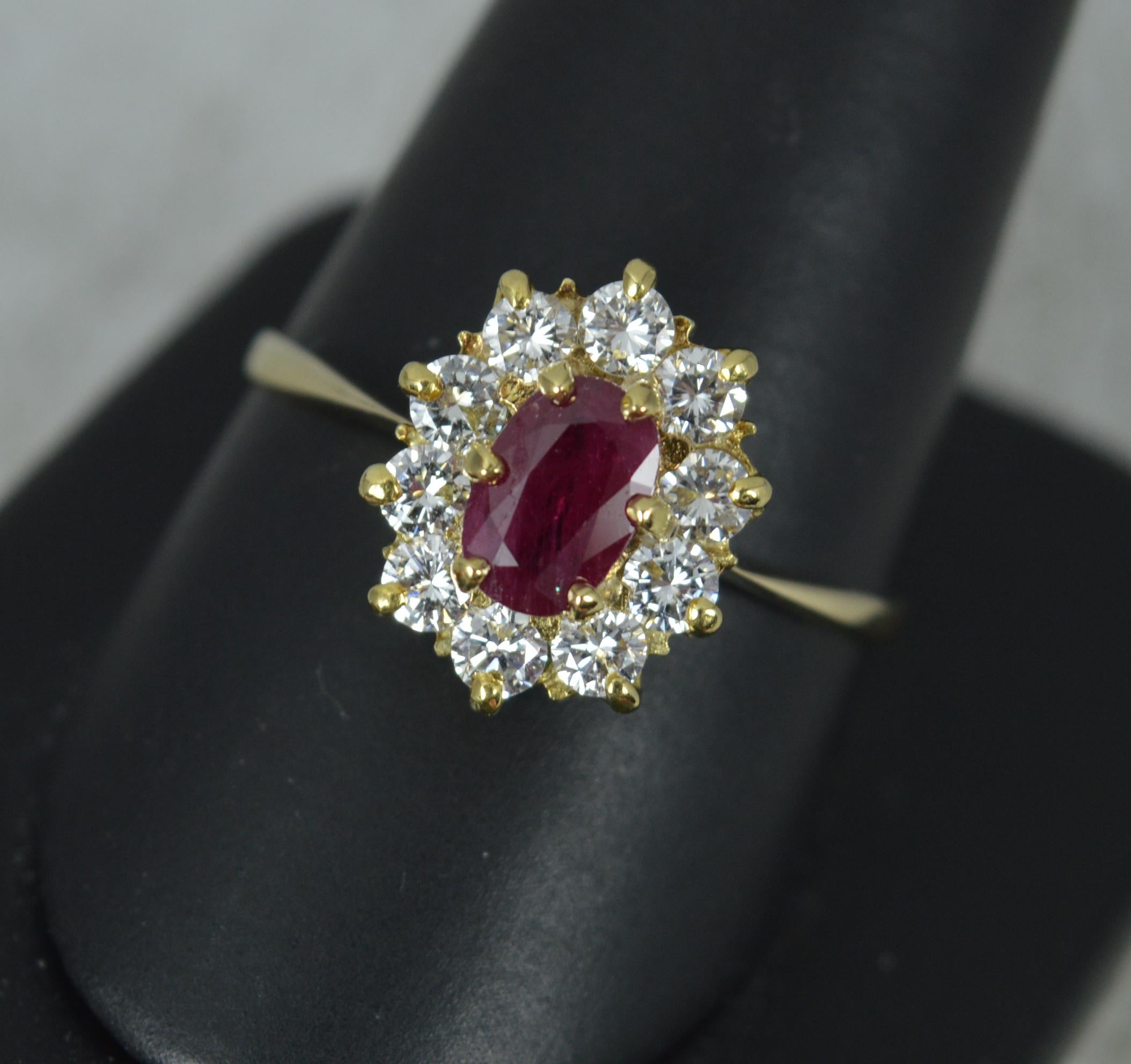 Classic Ruby and 0.85 Carat Diamond 18ct Gold Cluster Ring 8