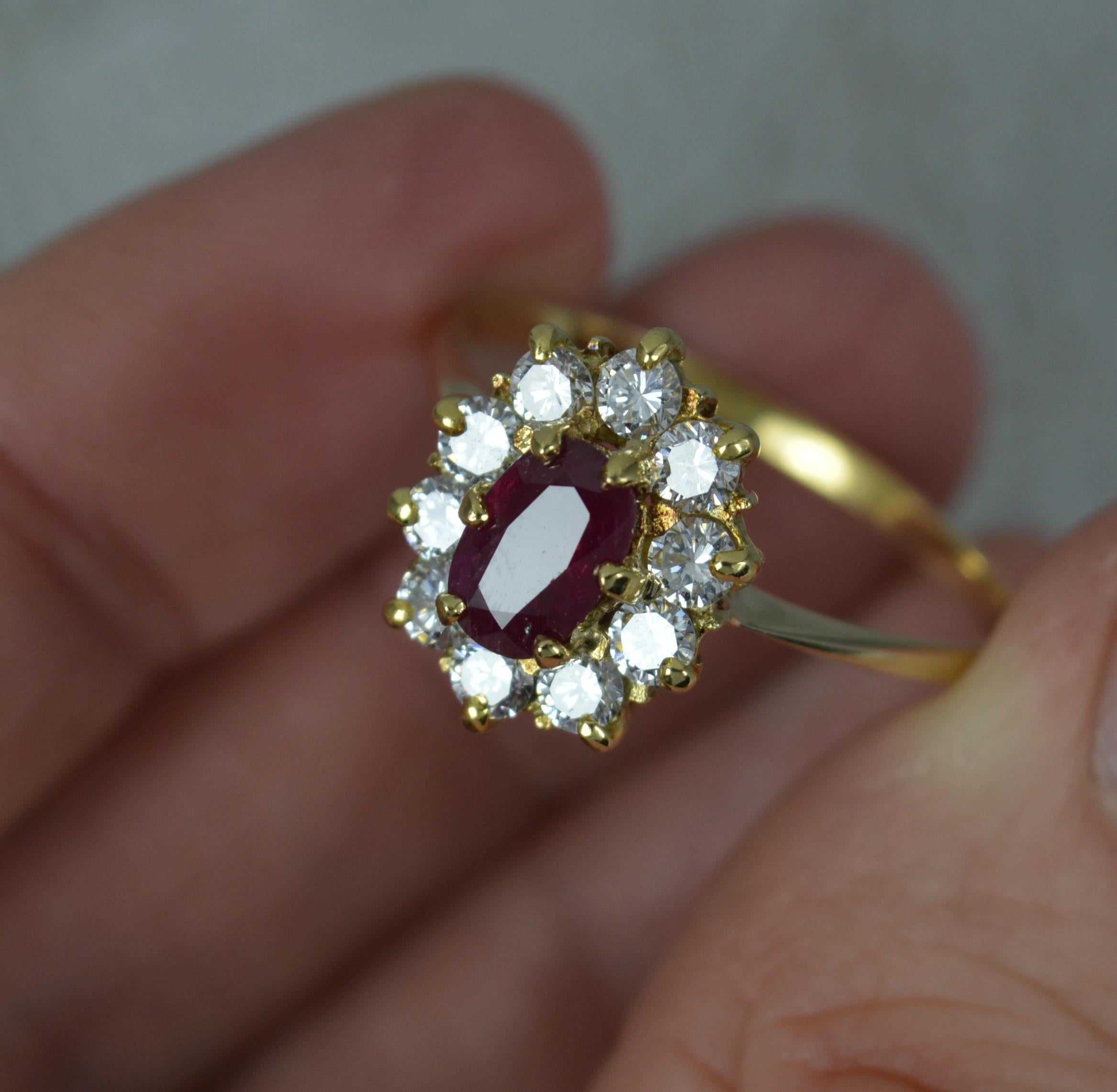 Classic Ruby and 0.85 Carat Diamond 18ct Gold Cluster Ring 4
