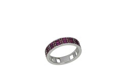 Classic Ruby Cigar Band 3 Ring in 18K White Gold Settings