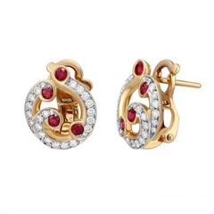 Classic Ruby Diamond 18K Rose Gold Earrings for Her