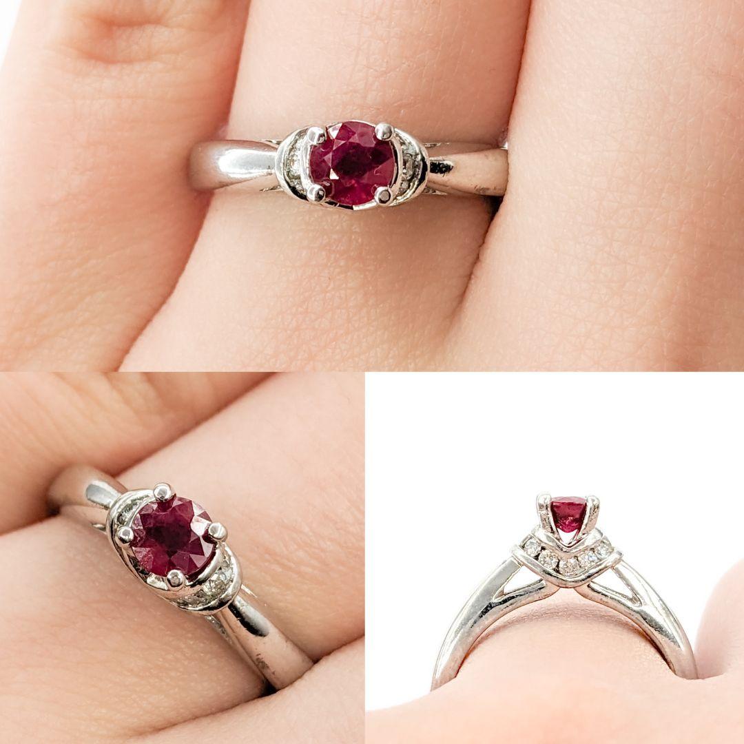 Ruby Ring With Diamonds in White Gold

Indulge in the timeless elegance of this stunning ring, expertly crafted in 14 karat white gold. Dazzling with a total diamond weight of 0.18 carats, the sparkling diamonds boast SI2 clarity and H color. Adding
