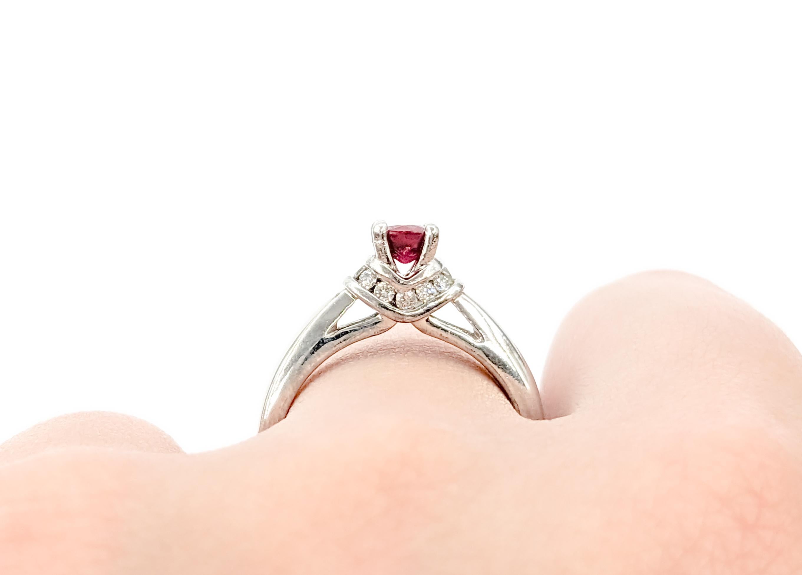 Contemporary Classic Ruby & Diamond Ring For Sale