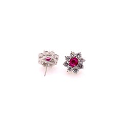 Classic Ruby Diamond Stud Earrings