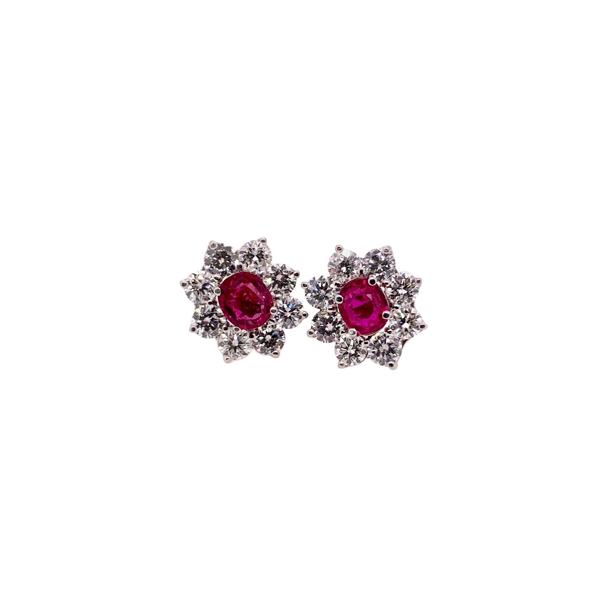 Classic Ruby Diamond Stud Earrings