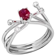 Classic Rubin Diamant Weiß 18k Gold Ring  für sie