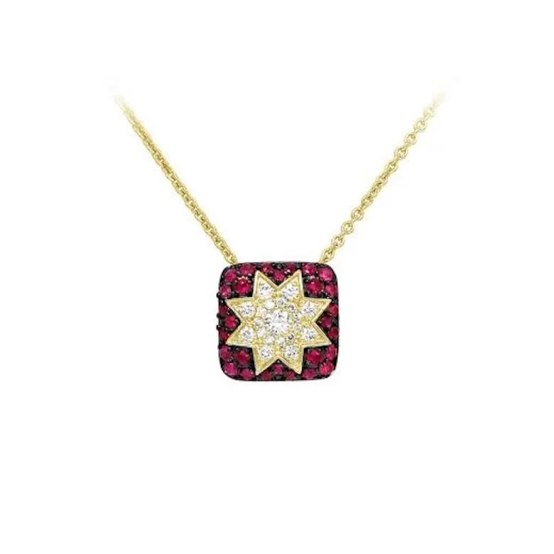 Round Cut Classic Ruby Diamond Yellow 14k Gold Earrings Lever-Back  for Her For Sale