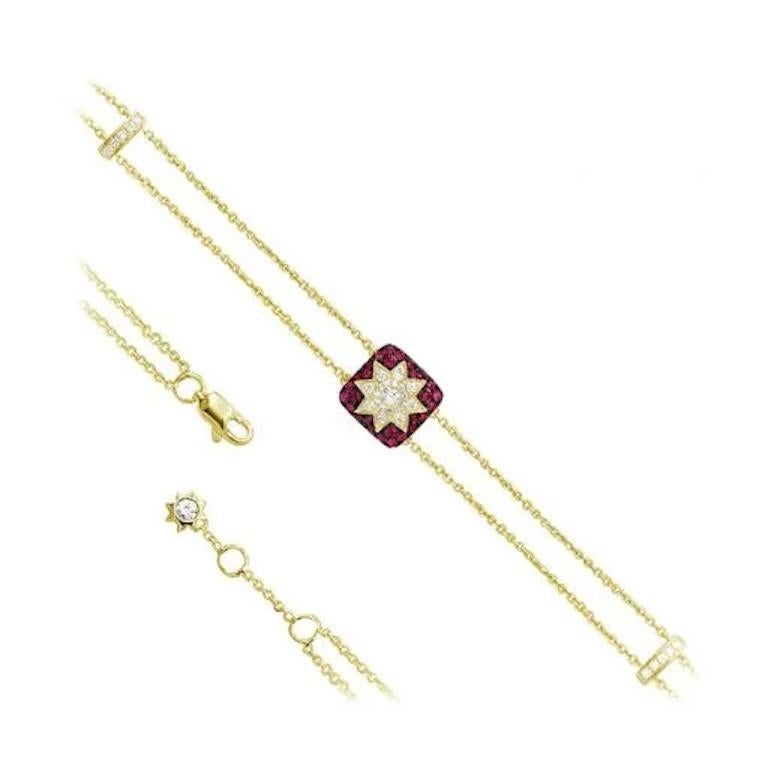 Classic Ruby Diamond Yellow 14k Gold Earrings Lever-Back  for Her In New Condition For Sale In Montreux, CH