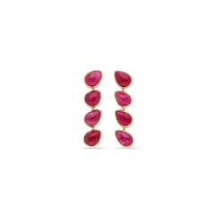 Classic Ruby, Earring In 18 Kt Yellow Gold