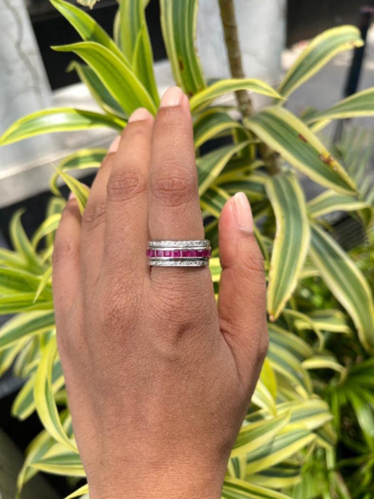 For Sale:  Classic Ruby Sapphire and Diamond Magic Ring for Her 925 Sterling Silver 4