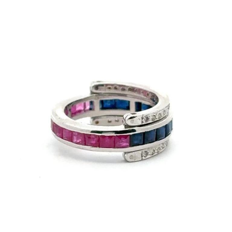 For Sale:  Classic Ruby Sapphire and Diamond Magic Ring for Her 925 Sterling Silver 7