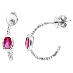Boucles d'oreilles classiques pour elle en or 14K avec rubis blanc