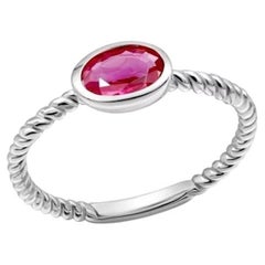 Anillo Clásico Rubí Blanco Oro 14K para Ella