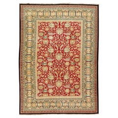 Classic Rug Agra of Palmts and Interlaced Flowers Wool Handmade
