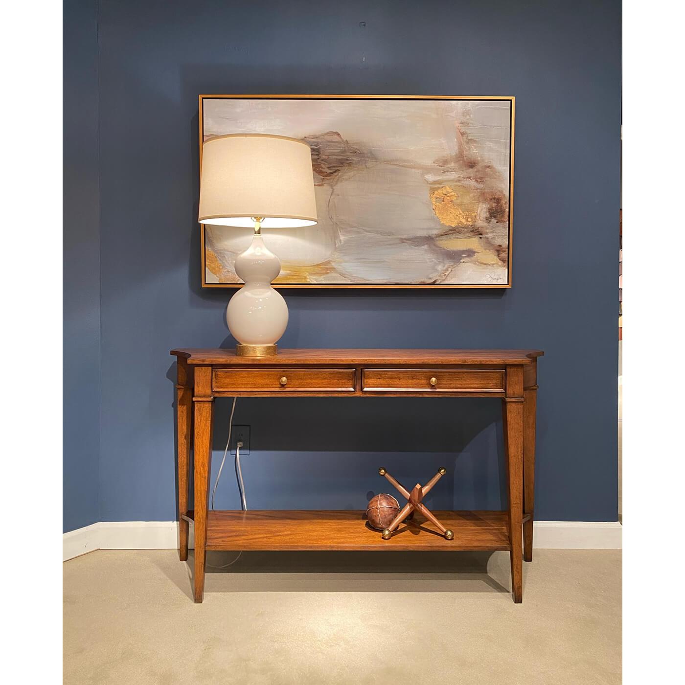 Neoclassical Classic Rustic Console Table, Walnut Finish For Sale