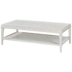 Classic Rustic Rectangular Coffee Table, White Lacquer