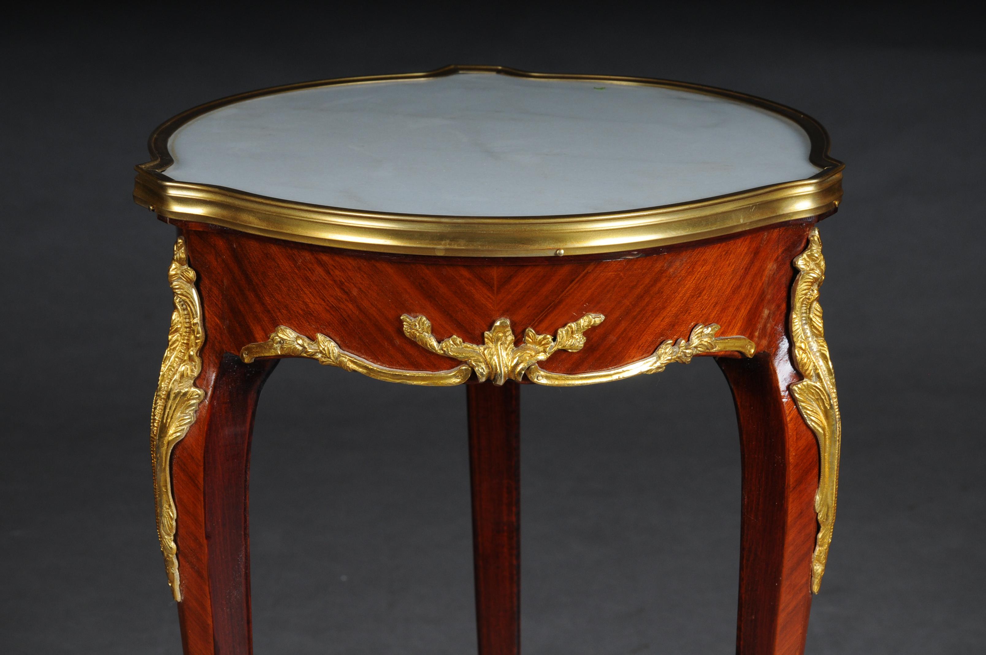 Hand-Carved Classic Salon Side Table in Louis XV with Marble Top For Sale