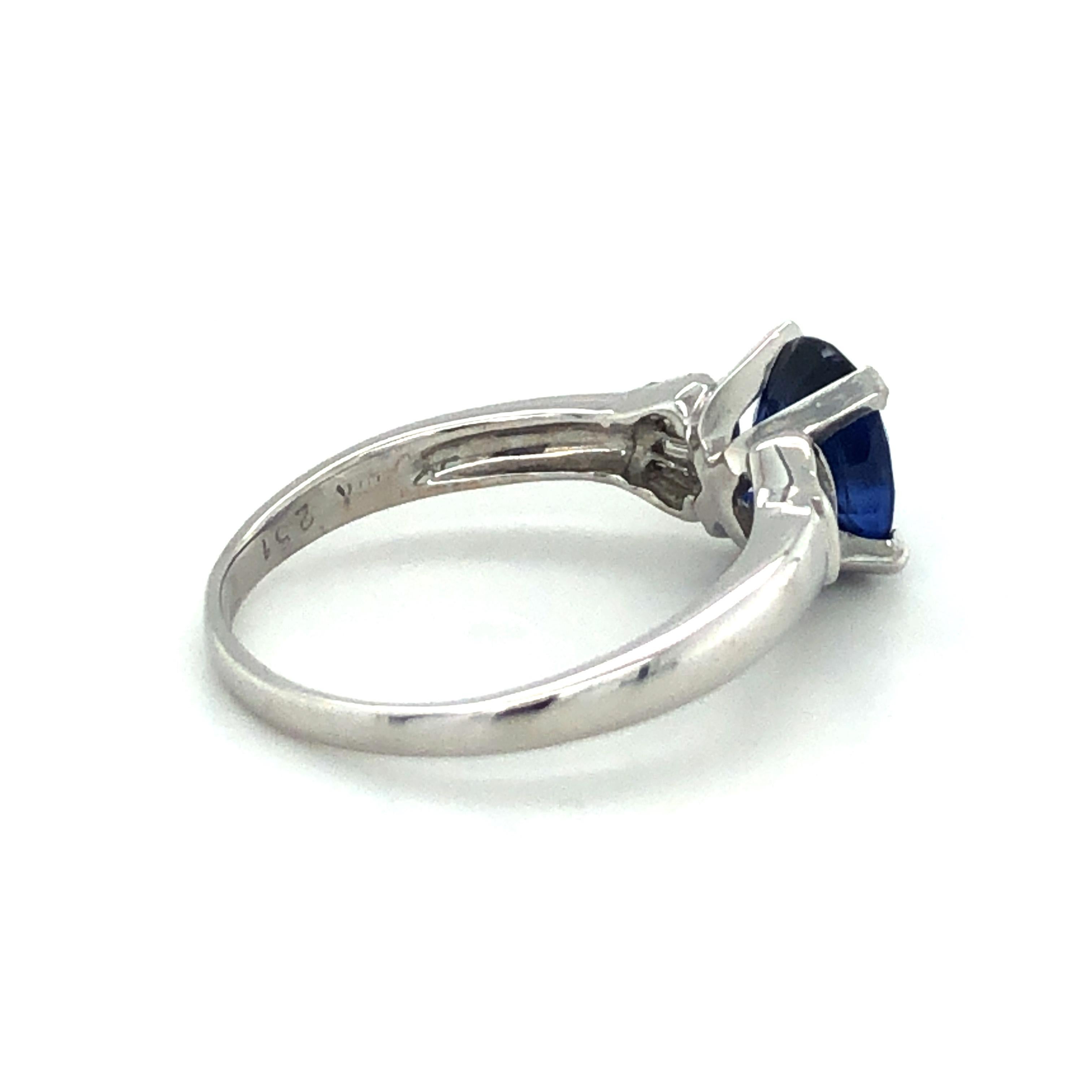 Cushion Cut Classic Sapphire and Diamond Ring in 18 Karat White Gold For Sale