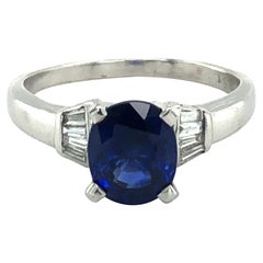 Classic Sapphire and Diamond Ring in 18 Karat White Gold