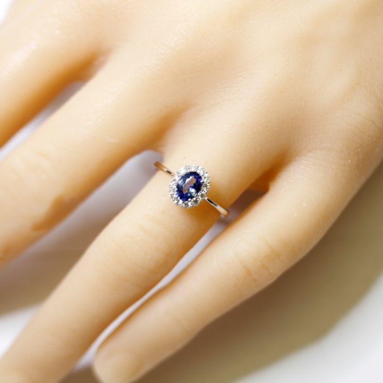Classic Sapphire Daisy Engagement Ring, New For Sale 5