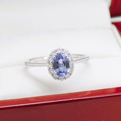 Classic Sapphire Daisy Engagement Ring, New