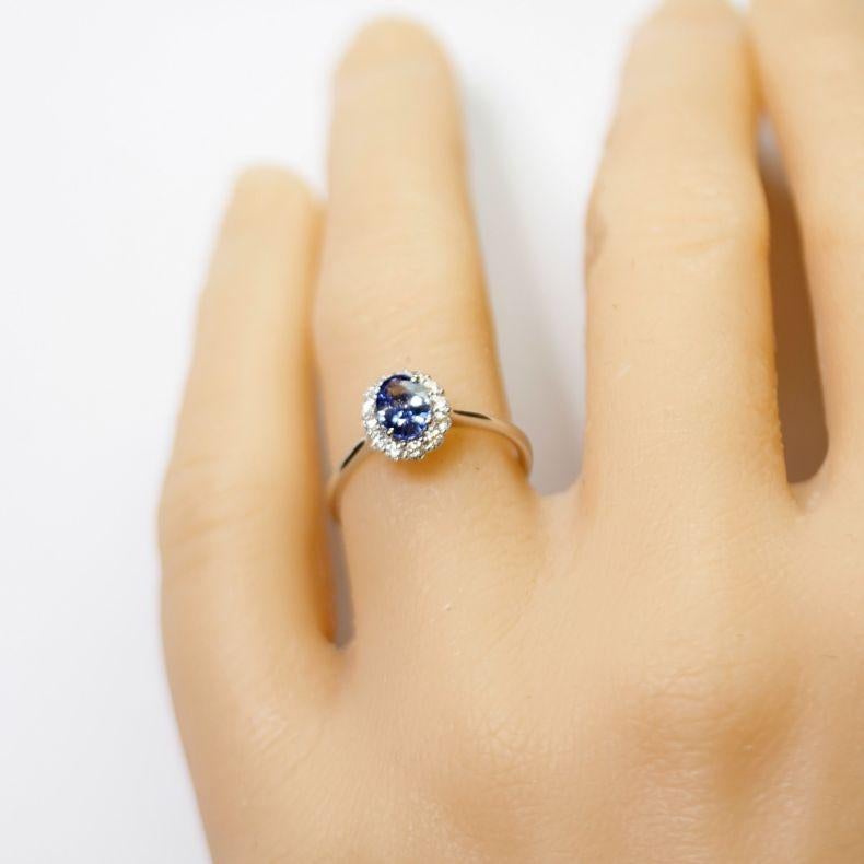 Classic Sapphire Daisy Engagement Ring, New For Sale 3