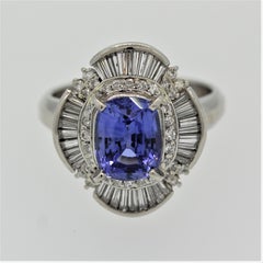 Classic Sapphire Diamond Platinum Ring