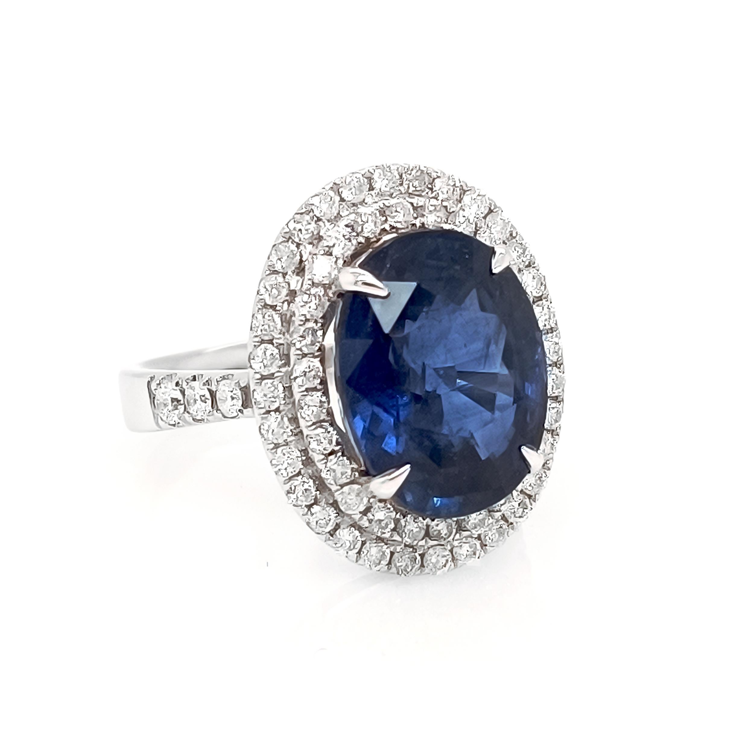 Oval Cut Classic Sapphire & Diamond Ring For Sale