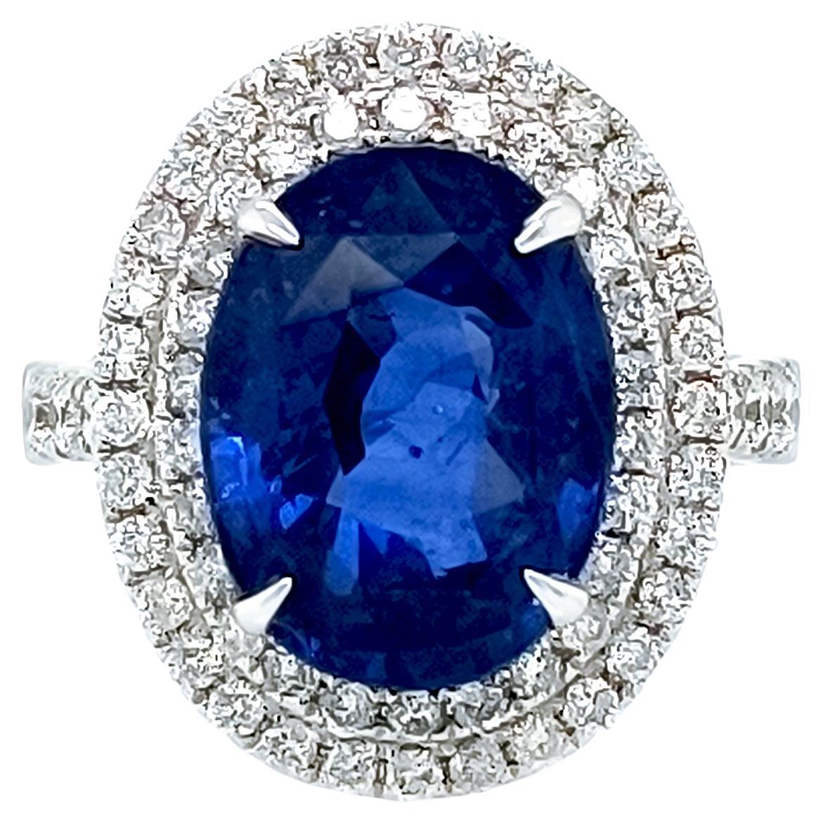 Classic Sapphire & Diamond Ring For Sale