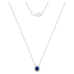 Classic Saphir Diamant Weiß 14K Gold Halskette für Sie