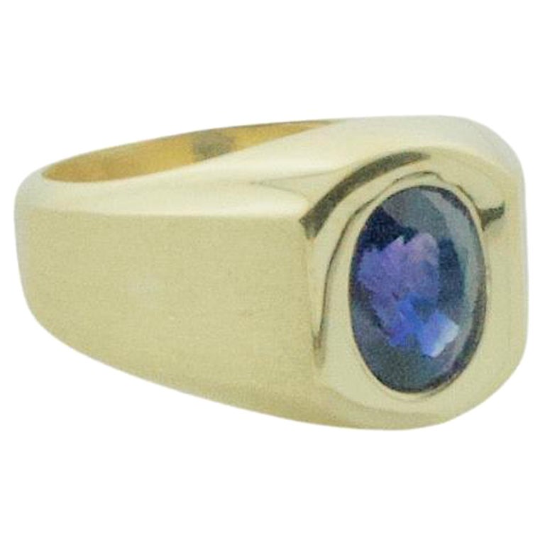 Anello classico da mignolo con zaffiro da 2,75 carati in oro giallo 18 carati