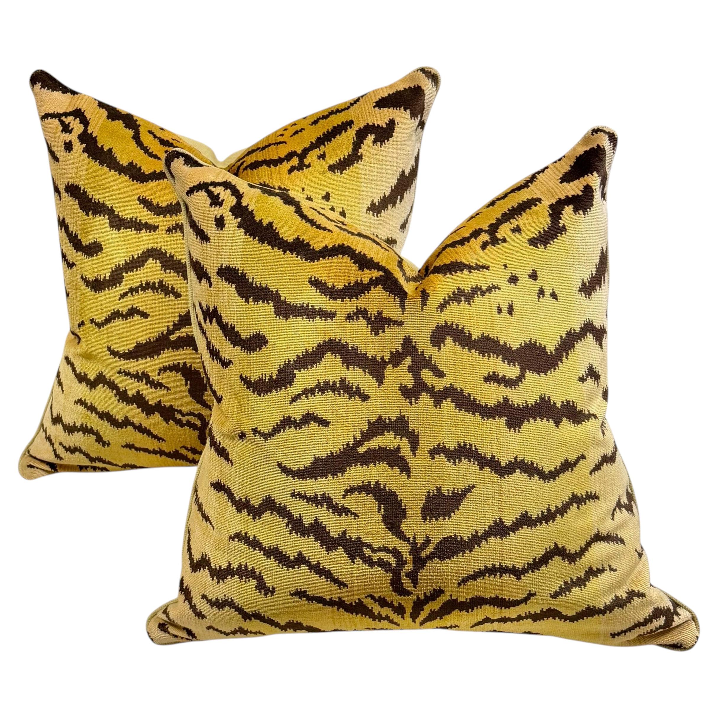 Classic Scalimandre, Tiger velvet Pillows For Sale