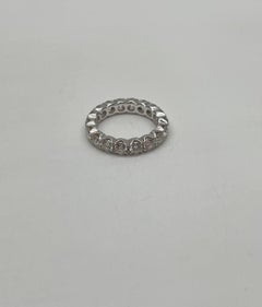 Classic Scallop Prong Set Eternity Round Brilliant Diamond White Gold Band Ring