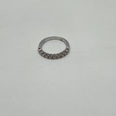 Classic Scallop Set Round Brilliant Diamond Line 14K White Gold Band Ring