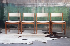 Classic Scandinavian Design Mid Century Danish Teak Chairs Wool Upholstery - Set