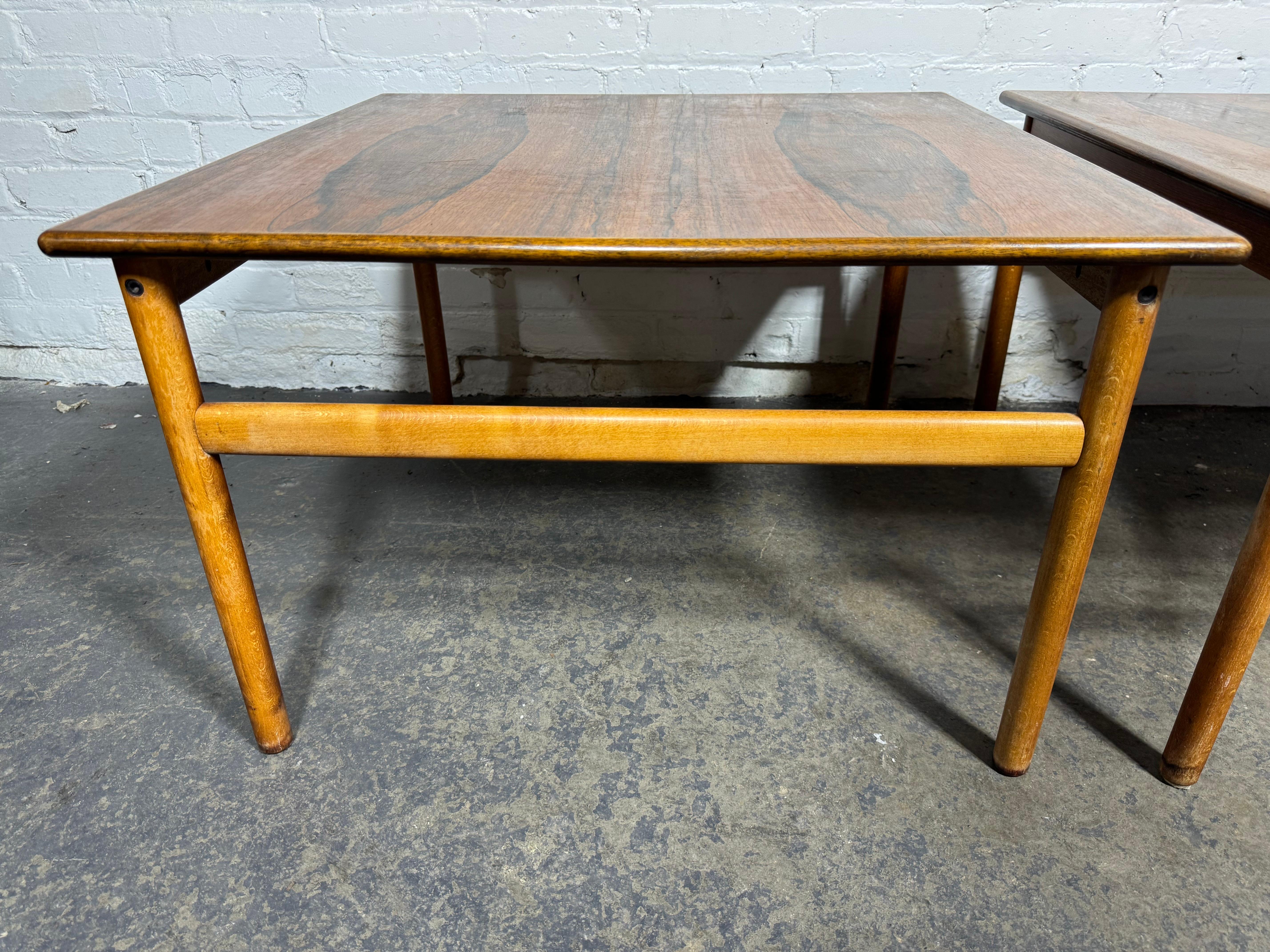 Classic Scandinavian Design , Pair Rosewood & Teak Tables by Grete Jalk / In Good Condition For Sale In Buffalo, NY