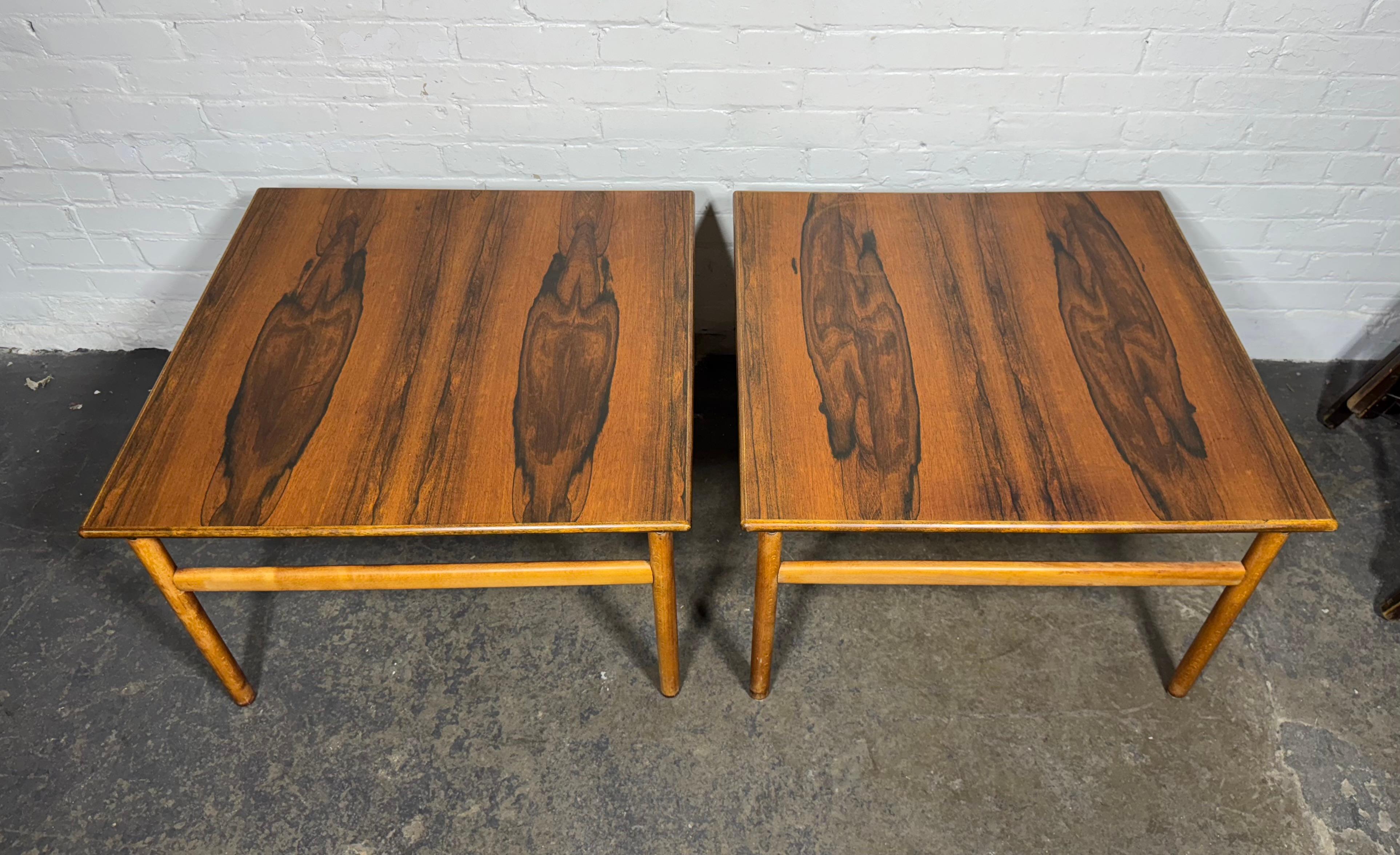 Mid-20th Century Classic Scandinavian Design , Pair Rosewood & Teak Tables by Grete Jalk / For Sale