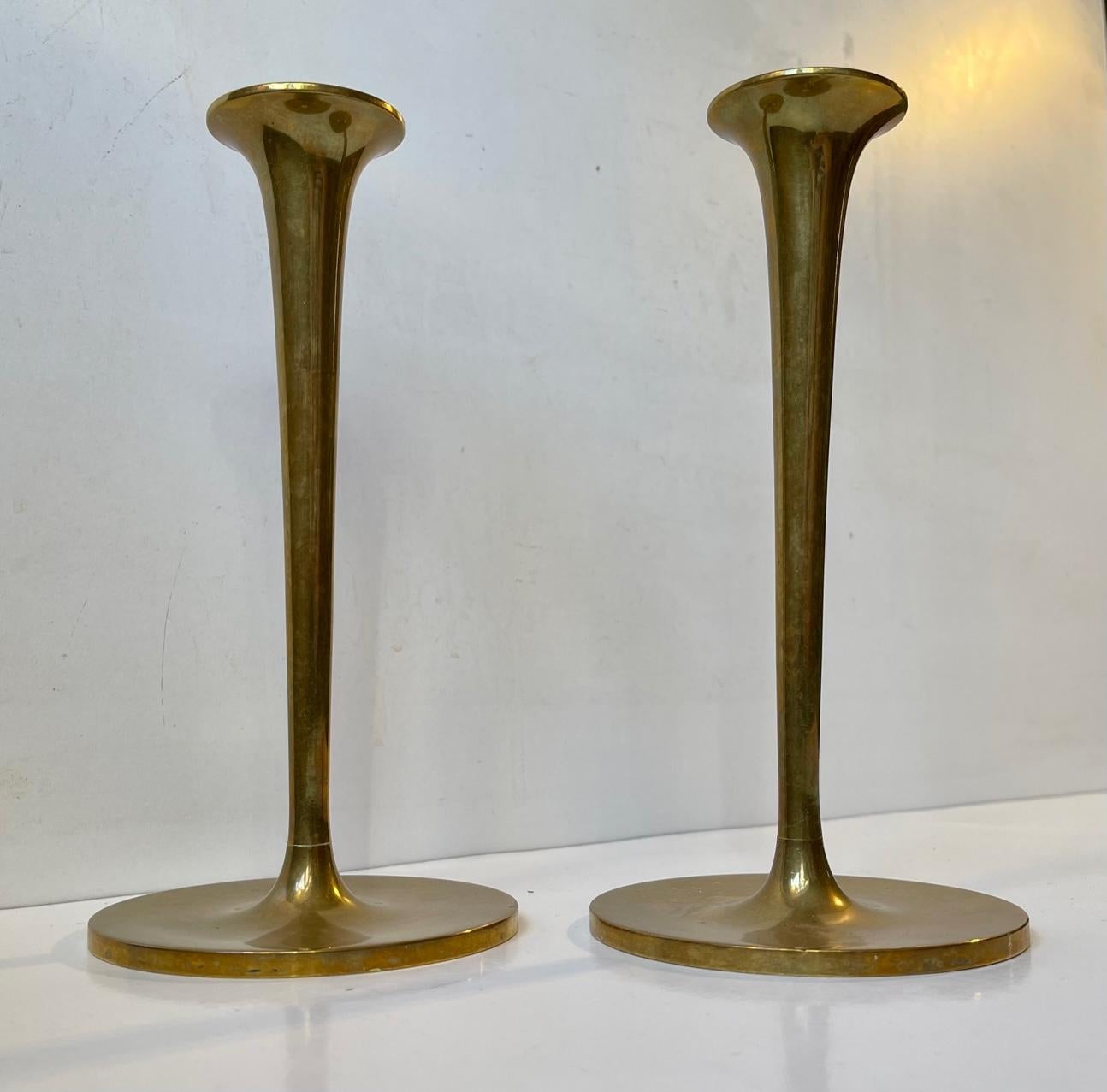 Mid-20th Century Classic Scandinavian Modern Candlesticks in Brass, 1960s