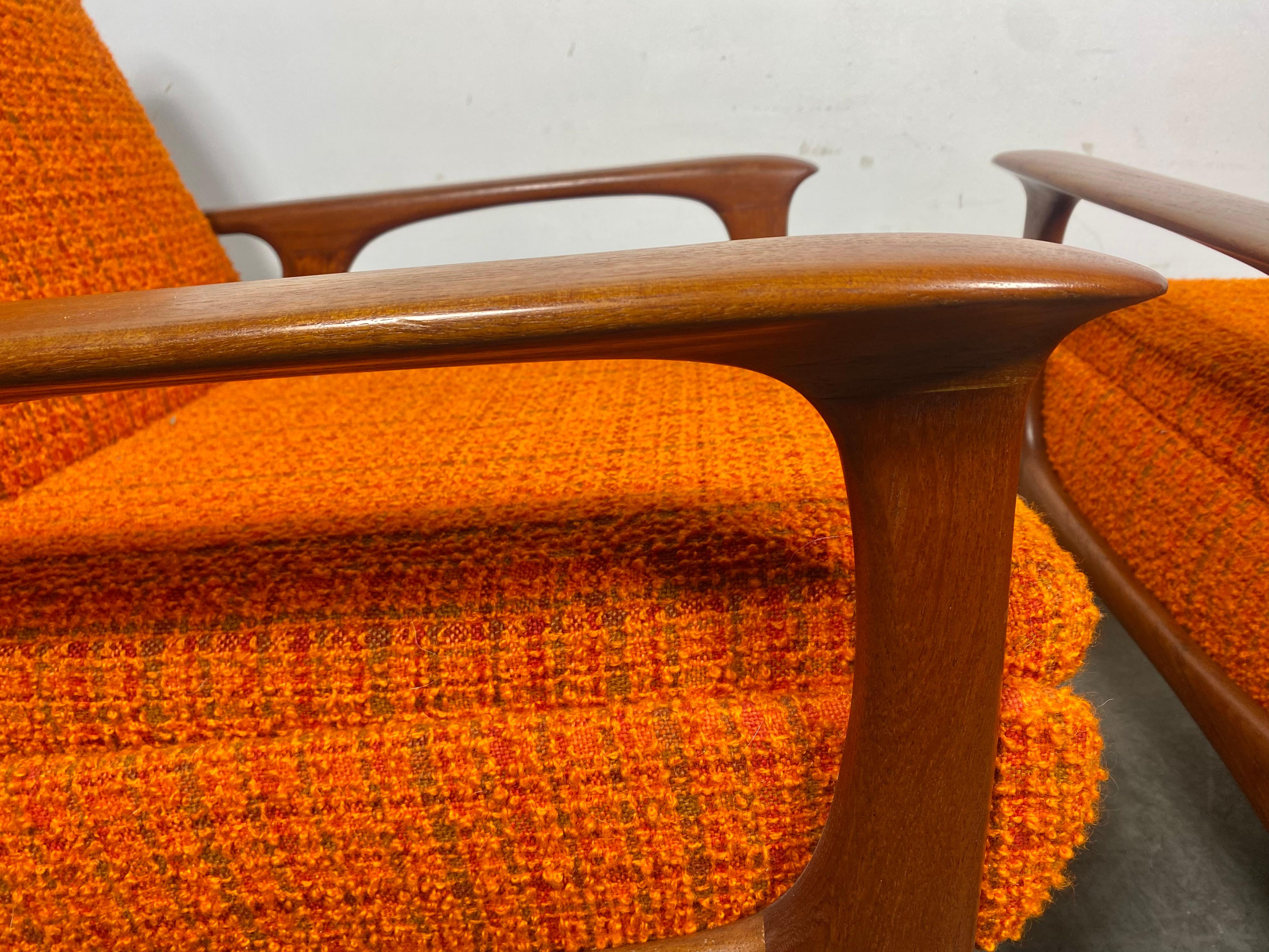 Danish Classic Scandinavian Modern Teak Lounge Chairs , manner Of Hans Wegner For Sale