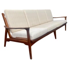 Classic Scandinavian Modernist 4-seat walnut sofa after I b Kofod Larsen